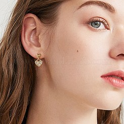 Clear Cubic Zirconia Heart Dangle Stud Earrings&nbsp;EJEW-SZ0001-79