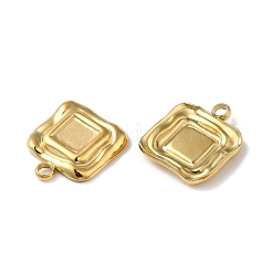304ステンレススチールペンダントカボションセッティング  スクエアチャーム  18KGP本金メッキ  トレイ：4x4mm  12x10x2mm  穴：1.5mm&nbsp;STAS-Q252-24G
