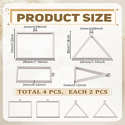 4Pcs 2 Styles Ion Plating(IP) 304 Stainless Steel Open Back Bezel Pendants&nbsp;STAS-LP0005-38