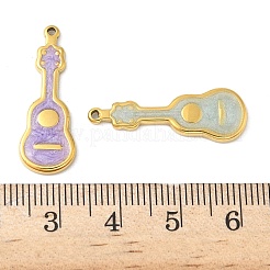 304ステンレススチールエナメルペンダント  ゴールドカラー  ギターチャーム  ミックスカラー  27x9.5x2mm  穴：1.2mm&nbsp;STAS-K306-32G