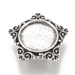 Tibetan Style Alloy Slide Charms Cabochon Settings&nbsp;TIBE-T012-04AS-LF