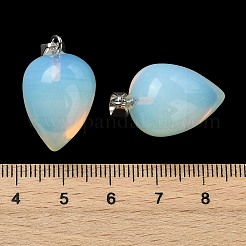 オパールペンダント  304ステンレススチールのスナップオンベイル付きティアドロップチャーム  ステンレス鋼色  26x16mm  穴：7x4.5mm&nbsp;GG-K002-13W