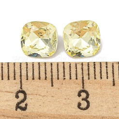 ガラスラインストーンカボション  尖ったバック＆バックメッキ  多面カット  正方形  黄水仙  6x6x3.5mm&nbsp;RGLA-L029-14A-213