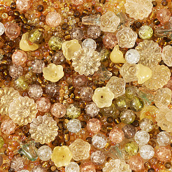 40Pcs 4 Styles Transparent Glass Flower Beads&nbsp;GLAA-TA0003-50