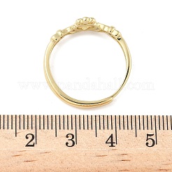 女性用の真鍮の調節可能な指輪  ハートを持つ王冠  ゴールドカラー  8mm  usサイズ9 3/4(19.5mm)&nbsp;LS-RJEW-C132-01A-G