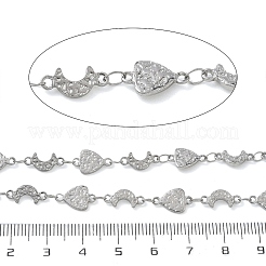 ハンマー仕上げの304ステンレススチール製トライアングル＆ムーンリンクチェーン  ハンダ付け  ステンレス鋼色  三角形：11.5x7x1mm  月：11.5x5x1mm&nbsp;SA-CBA21A8-01P-03