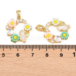 Brass Micro Pave Clear Cubic Zirconia Pendants&nbsp;KK-H262-15G