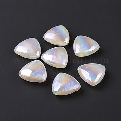 レインボー虹色メッキアクリルビーズ  キラキラビーズ  文字 h の模様を持つ三角形  ホワイト  34.5x35x14.5mm  穴：3mm&nbsp;OACR-A010-11E