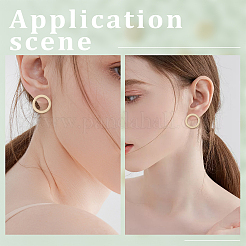 女性用真鍮リングスタッドピアス20個、フリクションイヤーナット20個付き。  18KGP本金メッキ  10mm  ピン：0.7mm&nbsp;KK-BBC0007-81