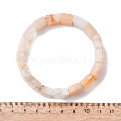 女性用スクエア天然桜瑪瑙ビーズストレッチブレスレット  ビーズ：12x12mm  内径：2-1/4インチ（5.8cm）&nbsp;BJEW-Z149-02A