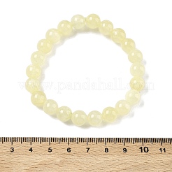 Natural Golden Silk Jade Round Beaded Stretch Bracelets for Women&nbsp;BJEW-F535-01C