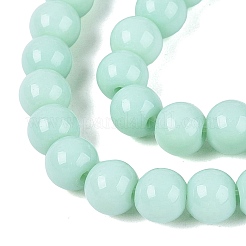 オペークソリッドカラーガラスビーズ連売り  ラウンド  アクアマリン  6~6.5mm  穴：1.4mm  約67~70個/連  14.76インチ〜15.16インチ（37.5~38.5cm）&nbsp;GLAA-T032-P6mm-21