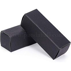 クラフト紙のアクセサリー箱  リップクリーム/口紅ボックス  長方形  ブラック  8.6x2.8x2.8cm&nbsp;CON-BC0005-96B