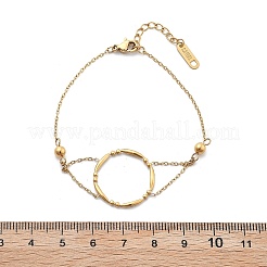 イオンプレーティング（IP）304ステンレススチールチャームブレスレット  女性用アズキチェーンジュエリー  リング  18KGP本金メッキ  6-1/2インチ（16.4cm）&nbsp;BJEW-P345-12G