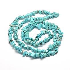 合成ターコイズさざれ石のビーズ連売り  染め  5~8x5~8mm  穴：1mm  約31.5インチ&nbsp;G-M205-77