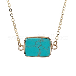 Natural Rose Quartz/Dalmatian Jasper/Tiger Eye/Sodalite/ Synthetic Turquoise Rectangle Pendant Necklaces&nbsp;NJEW-JN05159