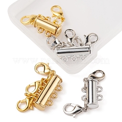 4セット4スタイルの合金磁気スライドロッククラスプ  カニカン付き  カドミウムフリー＆鉛フリー  チューブ  プラチナ·ゴールデン  25x15x1.5mm  1セット/スタイル&nbsp;FIND-YW0001-42