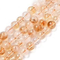 加熱された天然シトリンビーズ連売り  ラウンド  5.5~5.6mm  穴：0.7~0.8mm  約72個/連  15.20''（38.6センチメートル）&nbsp;G-A262-A01-5.5mm