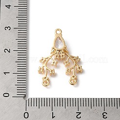 真鍮マイクロパヴェクリアキュービックジルコニアペンダント  ガラスと  ニッケルフリー  ブランチ  ゴールドカラー  25x19x4mm  穴：1mm&nbsp;KK-C062-108G