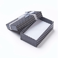 ちょう結び内部スポンジで厚紙ネックレスボックス  ネックレスやペンダント用  長方形  ブラック  8x5x2.5cm&nbsp;X-CBOX-R012-4