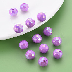 不透明なアクリルビーズ  多面カット  染め  ABカラー  ラウンド  青紫色  12x11.5mm  穴：1.8mm  約560個/500g&nbsp;TACR-S154-10F-03
