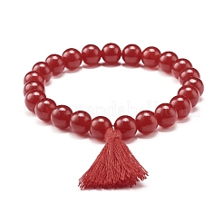 Dyed Natural Malaysia Jade Round Beads Stretch Bracelets Set&nbsp;BJEW-JB06956