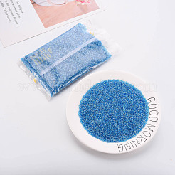 ガラスシリンダービーズ  シードビーズ  透明色光沢  丸い穴  ドジャーブルー  1.5~2x1~2mm  穴：0.8mm  約8000個/袋  約1ポンド/バッグ&nbsp;SEED-S047-G-006