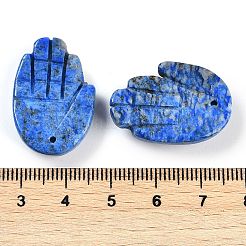 天然石ラピスラズリペンダント  ハムサ手  26~27x18.5~19x6~6.5mm  穴：1.5mm&nbsp;G-K359-03H