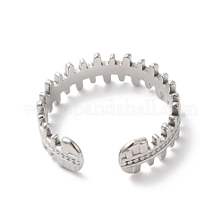 Non-Tarnish 304 Stainless Steel Zipper Shape Open Cuff Ring for Women&nbsp;RJEW-K245-36P