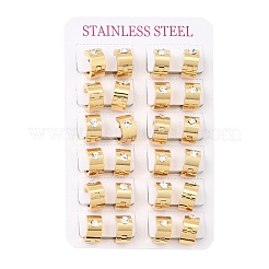 201ステンレススチール製ラインストーンフープピアス  304ステンレスピン付き  PVD真空メッキ  ゴールドカラー  12x14.5x7.5mm&nbsp;SA-CBA4A0D-03G