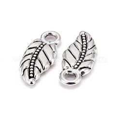 合金のチベット風チャーム  鉛フリー及びカドミウムフリー  葉  アンティークシルバー  18x7x1mm  穴：2mm&nbsp;LF0225Y