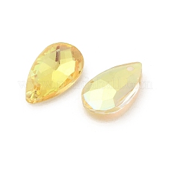 多面カットティアドロップガラスペンダント  ゴールド  16x9x5mm  穴：1mm&nbsp;GLAA-O008-A17