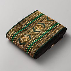ポリエステルジャカードワイドリボン  洋服アクセサリー  グリーン  4インチ（100.5mm）  10ヤード/ロール&nbsp;OCOR-WH20006-71A