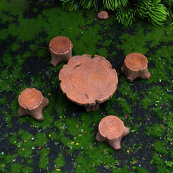 1Set 5Pcs Resin Stump Tables & Chairs Display Decorations&nbsp;DJEW-SP0001-25