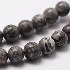 Natural Map Stone/Picasso Stone/Picasso Jasper Bead Strands&nbsp;G-D840-60-8mm