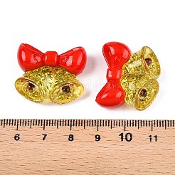 クリスマステーマの透明エポキシ樹脂デコデンカボション  グリッターパウダー付き  クリスマス鐘  22.5x26x9mm&nbsp;CRES-T025-01A
