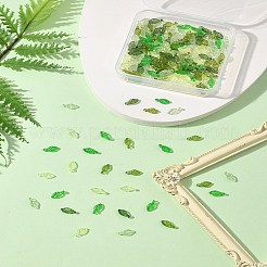 800個5色透明アクリルチャーム  葉のチャーム  ミックスカラー  10.5x5x3.5mm  穴：1.2mm  160個/カラー&nbsp;TACR-FS0001-56