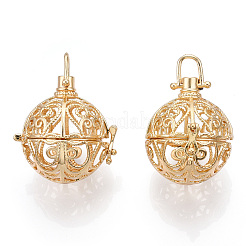 Rack Plating Brass Cage Pendants&nbsp;KK-Q402-01KC
