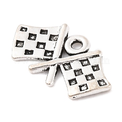 合金のチベット風チャーム  カドミウムフリー＆鉛フリー  レース旗  アンティークシルバー  12x22x1.5mm  穴：1.5mm&nbsp;X-TIBEP-R304-009AS-LF