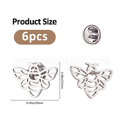 6Pcs Bees 304 Stainless Steel Lapel Pin Backs for Backpack Clothes&nbsp;JEWB-FH0003-11P