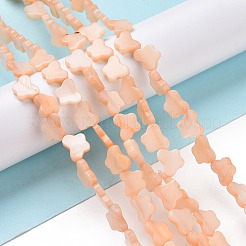 天然淡水シェルビーズ連売り  染め  蝶  桃パフ  8x10x2.5mm  穴：0.8mm  約40個/連  15.39''（39.1センチメートル）&nbsp;SHEL-H002-02A
