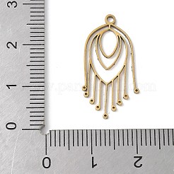 201 ステンレススチール製フィリグリーペンダント  タッセルチャーム付き楕円形  ゴールドカラー  25x12x1mm  穴：1.4mm&nbsp;STAS-K298-05G