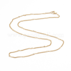 304ステンレススチールフィガロチェーンネックレス  カニカン付き  ゴールドカラー  幅1.8~2.0mm19.88インチ（50.5cm）&nbsp;NJEW-L173-013-G