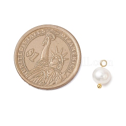 Natural Cultured Freshwater Pearl Round Charms&nbsp;PALLOY-JF04218-02