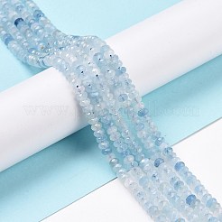 天然石アクアマリンビーズ連売り  多面カット  ロンデル  4x2mm  穴：0.7mm  約157個/連  15.55インチ（39.5cm）&nbsp;G-H278-01B
