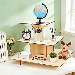 3-Tier Woodedn Countertop Snack Display Riser Stands for Retail&nbsp;ODIS-WH0043-297A-1