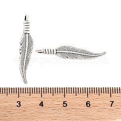 合金のチベット風チャーム  葉  カドミウムフリー＆鉛フリー  アンティークシルバー  31.5x6.5x2.5mm  穴：2mm&nbsp;X-TIBE-Q050-29AS-LF