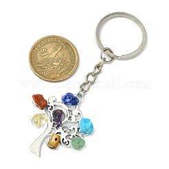 Alloy with Natural & Synthetic Mixed Gemstone Chip Pendant Keychain&nbsp;KEYC-JKC00640-02