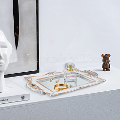 ガラスミラージュエリープレート  プラスチックフレーム付き  ドレッサーや香水の収納に  長方形  38x23.8x2.5cm  内径：245x163mm&nbsp;AJEW-WH0695-058A