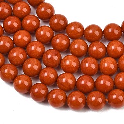 染め加工天然石ホワイトジェイドビーズ連売り  スムーズなラウンド  レッドオレンジ  8mm  穴：0.9~1mm  約48~50個/連  14.96''~15.35''（38~39センチメートル）&nbsp;GG-CBAD029-A03-8mm